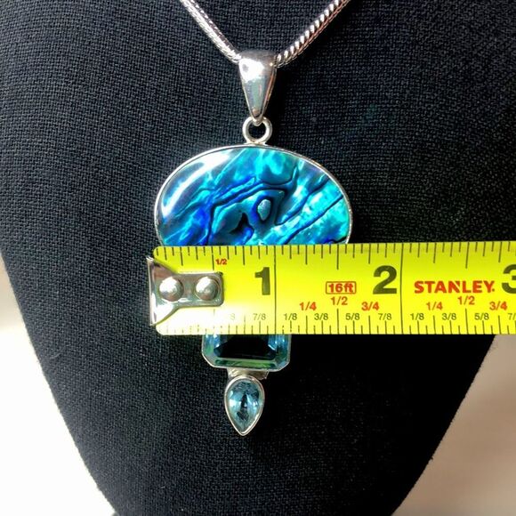 CHARLES ALBERT Abalone and Blue Topaz Fine Sterling Silver Pendant - Picture 11 of 15